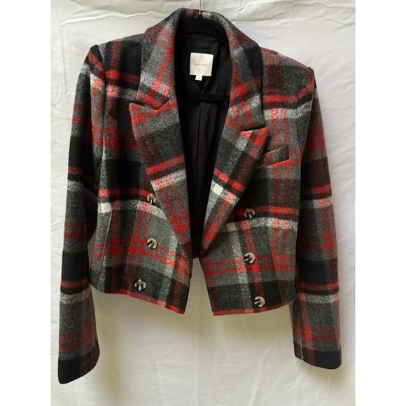 Favorite Daughter Parry Double Breasted Plaid Cropped Blazer - Picture 1 of 7